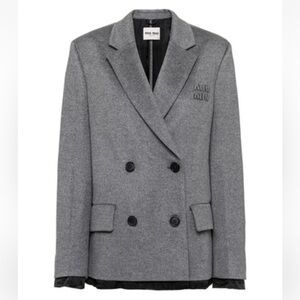 Miu Miu Women's Gray Oversized Wool-cashmere Double-breasted Blazer